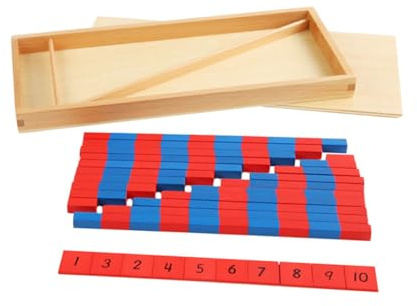 BESPORTBLE Regletas Montessori Rojo y Azul para Juguete Educativo Matemático para Niñas Material Didáctico para Aprender Números y Desarrollar Pensamiento Lógico para Educación Temprana