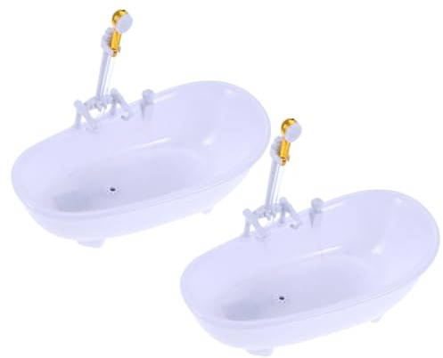 Gatuida 2pcs Doll Electric Bathtub Water Spraying Pool with Sprayer for Dolls Portable White Plastic Bath Without Batteries Fun Shower Bucket and Swimming Play