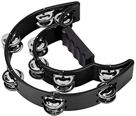 Fockety Doppelte Schellen, Tamburin, Musikinstrument für das Training Koordinativer Fähigkeiten, Musikalische Darbietung für Erwachsene, Rot, 22,5 X 20,5 X 4, Cm (BLACK)
