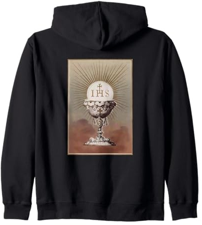 Calice Host IHS Monogramme Sainte Communion Eucharistie Sweat à Capuche