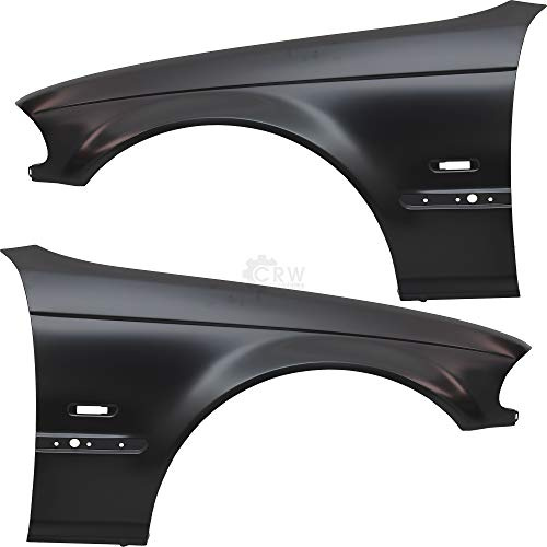 Kotflügel Satz Kotflügelsatz Fender Set links und rechts Unlackiert mit Blinkleuchtenöffnung Stahl passend für 3er E46