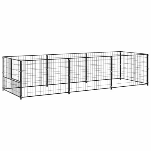 Hundezaun für Draußen,Hundezwinger Schwarz 3 m² Stahl,Welpengitter Hund für Wohnung, Einfache Montage