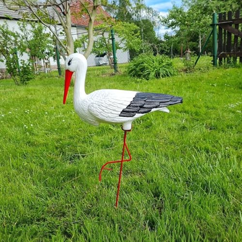 Argo Decor Cigogne de Jardin Moyen H: 75 cm – Décoration extérieure Sculpture Statue Figure