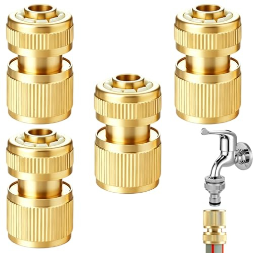 Raccordo per tubo da giardino da 1/2, in ottone, 4 pezzi, connettore per tubo da giardino, connettore per tubo dell'acqua per esterni, strumento per tubo flessibile