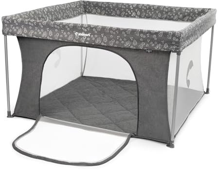 Kidnort Snoen Laufstall Baby groß faltbar Indoor Outdoor sicheres Spielgitter für Kinder stabiles Laufgitter mit Netzseiten schneller Aufbau platzsparend für Zuhause Reise Hellgrau