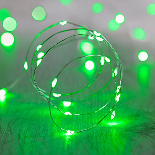 Lights4fun 20er LED Draht Micro Lichterkette grün Batteriebetrieb
