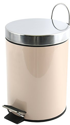 MSV - Cestino per cosmetici da bagno - Acciaio inossidabile con secchio interno rimovibile - Elegante cestino a pedale - Compatto e pratico - Beige - 3L
