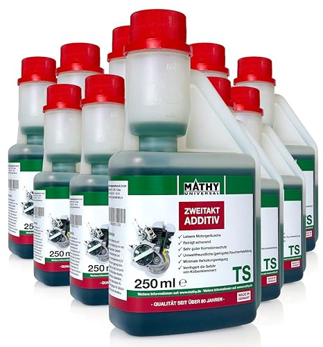 MATHY-TS Zweitakt-Additiv (10x250 ml) – Reiniger für 2-Takt-Motoren - Verschleiß-und Korrosionsschutz - Umweltfreundliche (geringste) Rauchentwicklung