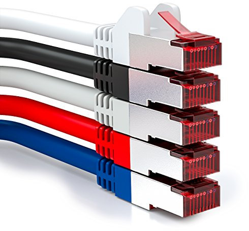 deleyCON 5x 2m Cavo Patch CAT6 PIMF S/FTP Schermatura CAT-6 RJ45 Cavo di Rete Cavo Ethernet LAN DSL Interruttore Router Modem Punto di Accesso - Multicolore