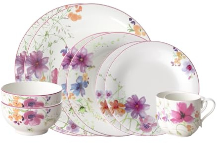 Villeroy & Boch – Mariefleur Set Básico 10 Piezas para 2 Personas Multicolor, Apto para Lavavajillas, Apto para Microondas, Vajillas Completas, Vajilla Porcelana, Juego de Vajilla, Premium Porcelain