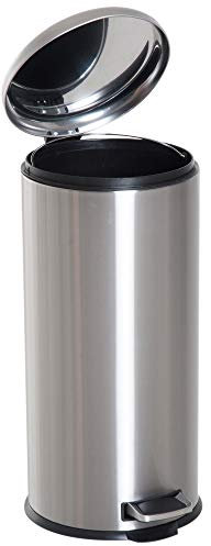 HOMCOM Foot Pedal Bin Stainless Steel Metal Waste Rubbish Lid Kitchen Garbage Versatile For Home Office 30L