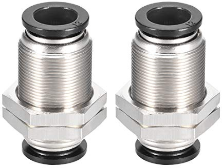 sourcing map Straight Pneumatic Push to Quick Connect Fittings Bulkhead Union 12mm Tube OD X 12mm Tube OD 2pcs