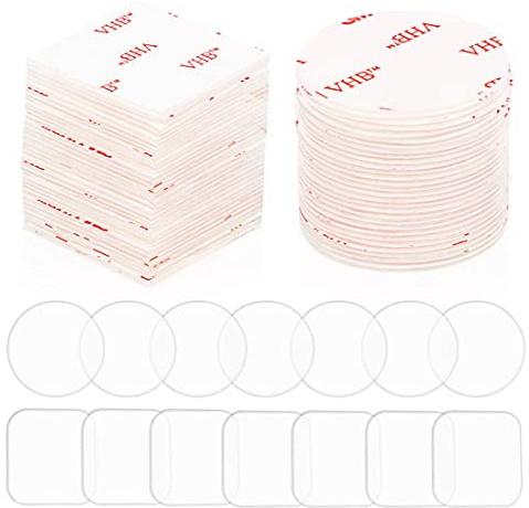 Bluelves Klebepads Doppelseitig, 120 Stück Waschbares Spurloses Klebeband, Nano Kleber Transparent Entfernbares Extra Starke Klebekraft Wasserdichtes Klebestreifen (Quadratisch&Rund)