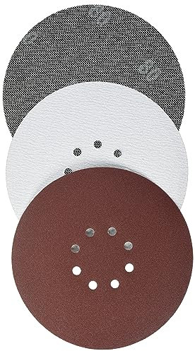 Original Einhell 15-tlg. Gitter- & Schleifpapier-Set (Trockenbauschleifer-Zubehör, Ø 225 mm, Körnung P80 und P120, Kletthaftung, für diverse Einhell Trockenbauschleifer)