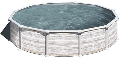 Piscina de Acero Elevada,Redonda con Aspecto Acero Nórdico. Piscinas Desmontables para Jardín. 550 x 132 cm - Piscina Gre KITPR558N Groenlandia.