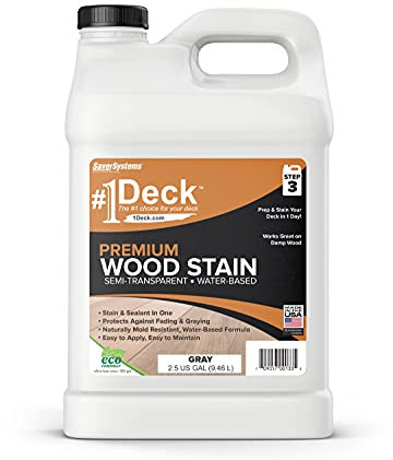 SaverSystems #1 Deck Premium - halbtransparente Holzfarbe für Terrassendielen, Zäune und Verkleidungen, 7,5 l, Grau