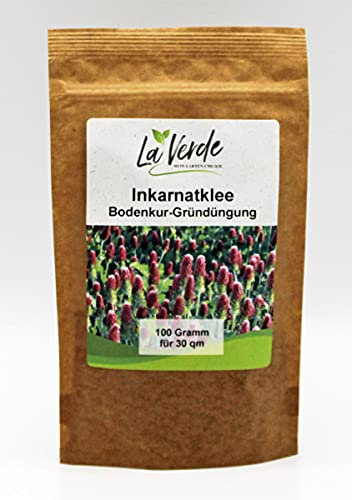 La Verde MEIN GARTEN UND ICH. Inkarnatklee Samen 100g für 30m², Bodenkur, Winterbegrünung, Stickstoffsammler, Saatgut ohne Gentechnik