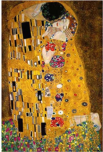5D Diamond Painting，Diamant Painting Set,Gustav Klimt Der Kuss Square Drill DIY Vollbohrer Kinder Diamond Painting Bilder Strass Stickerei Mosaik Gemälde Kreuzstich für Home Wall Décor 45x60cm 18x24in