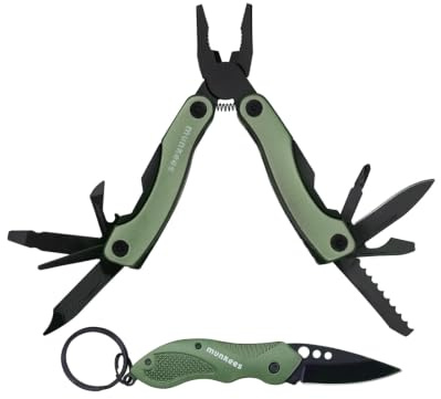 munkees® Multi Duo Oliv – Multitool und Klappmesser, 9-in-1