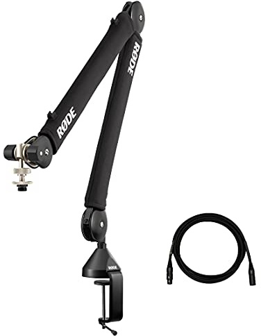 Rode PSA1+ Pro Studio Boom Arm for Podcasting and Streaming with Professional Grade XLR Cable and StreamEye Polishing Cloth