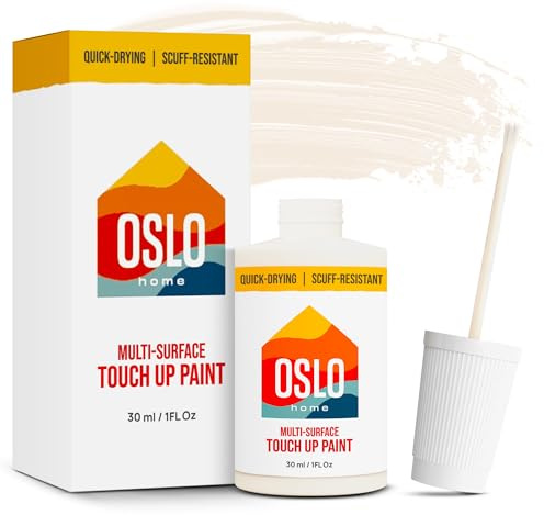 Oslo Home Touch Up Paint, Off White (Snowdrift), 1oz, Matte, w/brush in bottle, Quick drying, for Home repairs, Kitchen Cabinets