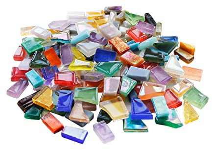 500g unregelmäßige Kristall-Mosaikfliesen,kleine Mosaikfliesen,handgefertigt,Kristallhandwerk für Bastelarbeiten,große DIY-Bilderrahmen,handgefertigter Schmuck-Untersetzer(gemischte Farben-Serie)