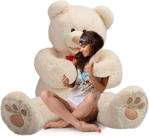 HollyHOME 150cm Teddy Teddybär XXL Kuscheltier Plüschtier Stofftier Beige | 1.5m groß Weiches Spielzeug Bär Tedi Kuschelbär für Geschenk