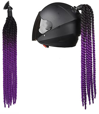 Helm-Accessoires Zöpfe,Motorrad Helm Zöpfe Gradient Helm Pferdeschwanz Helm Haar mit Saugnapf Punk Stil Motorrad Helm Pigtails Motorradhelm Braids Haarteile Motorradhelm Dekoration Zubehör