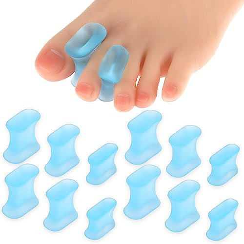 Molain Lot de 12 séparateurs d'orteils en gel - Pour homme et femme - En silicone souple - Pour redresser les orteils qui se chevauchent, les oignons, les callosités, les orteils valgus
