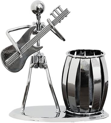 ATBUSS 1 gitarrpennhållare, gitarrpennhållare, multifunktionell gitarrpennhållare, kreativ metallpennhållare, pennhållare, skrivbordsmusikdekoration