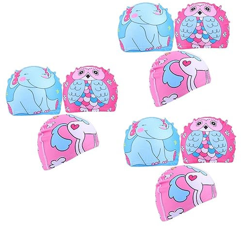Toddmomy 9 Piezas Gorro De Baño Infantil De Tela Sombrero De Natación Gorro De Piscina De Dibujos Animados Gorro De Baño para Niños Nadar Poliéster Sombrero para Niños Bebé Antideslizante