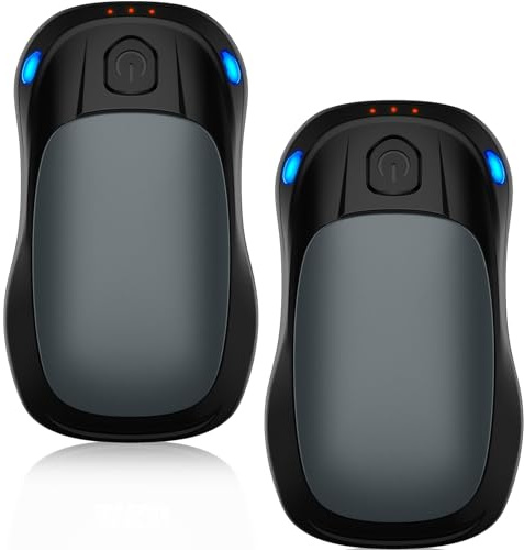 Chauffe Main Rechargeable, Lot de 2 Chaufferette Main Reutilisable avec 20 Heures de Chauffage Longue Durée, USB Chauffe-Main Electrique avec 3 Niveaux de Chauffe pour Poches et Gants (Gris)