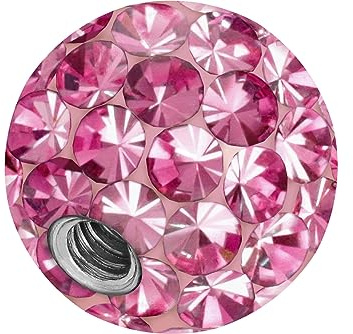PIERCINGLINE Universelle Schraubkugel Kristalle + Epoxy Piercing Aufsätze Kugel Ersatz Rosa 1,6 x 8 mm