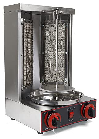 Froulaland Griglie Elettriche Full Open, Multi-Grill Verticale, Multi-Grill Carne Compact 3000w, Interruttore On/Off, Indicatore Luminoso, Mandrino Rotante, Acciaio Inossidabile, Per Kebab E Pollame