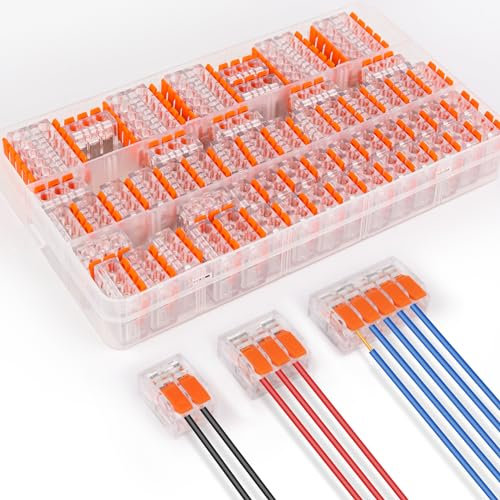 Lot Connecteurs Électriques Cosses et Kits, 60 Pièces Connecteur Électrique Rapide Raccord Électrique, Connecteur de Fil Compact Conducteur, 20pcs 2 entrées, 30pcs 3 entrées,10pcs 5 entrées Blanc
