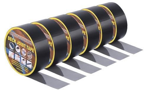 sourcing map 6 Rollen Balkenband für Terrassendielen, 2 x 50' Butyl-Balkenband, Deck-Abdeckband, selbstklebend für den Schutz von Deckbalkenbalken, schwarz