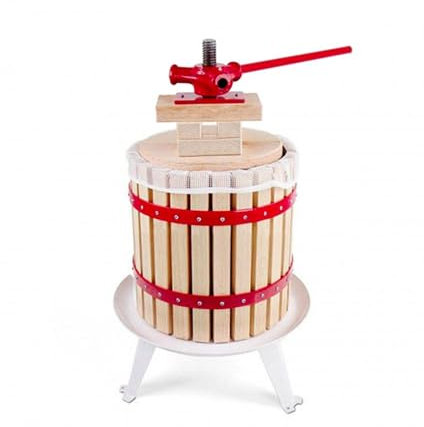 Torchio per UVA, Torchio per melanzane, Torchio per Vino, Pressa per Frutta - Cesto in Legno 12L