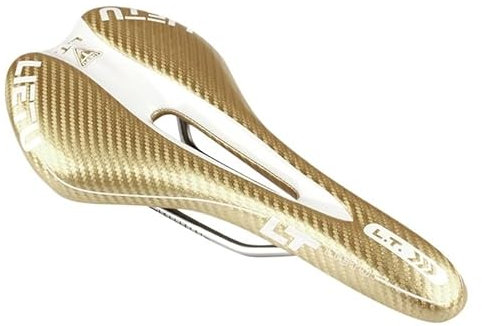 Fahrradsattel Fahrradsattel MTB Rennrad Radfahren Silikon Rutschfester Sattelsitz Silikagelkissen Sitz Leder Vordersitzmatte Sattel (Color : Carbon Gold White)