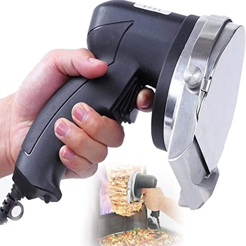 Electric Shawarma Doner Kebab Knife,Sliced Meat Gyros Knife, 80W Kebab Slicer BBQ Roast Meat Cutting Machine Gyro Knife for Restaurant Barbecue, 0.02-0.31 Thickness,Battery (Wired)