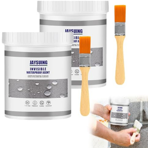 zhwohyu Sellador Invisible Impermeable, Agente Impermeable Invisible Permeable, Transparenter Wasserdichter Beschichtungsmittel, Pegamento Impermeable Con Cepillo, Azulejos, Paredes, Tejados, 600 g