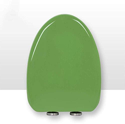 DLAZUM Toilettensitz, V-förmiger Toilettensitz mit verstellbarem Scharnier, stummgeschaltet, Oben montierter, extrem widerstandsfähiger Toilettendeckel (Blau) (Rot) (Grün)