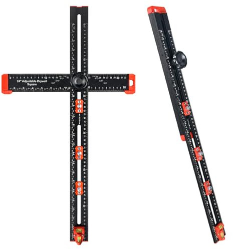 Regla de posicionamiento de perforación 2 en 1, plantilla de hardware de gabinete (negro, 25 pulgadas)