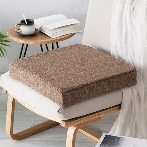 Chair Seat Pads Armchair Booster Cushion, Padded Cushion Dining Chair Seat Cushions for Home, Office, Car, Kitchen Sofa Chair Pads with Washable Cover (40x40x8cm,Coffee)