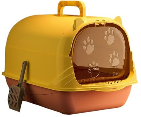 Lettiera Gatto Lettiera Gatti Lettiera Per Gatti Con Coperchio Vasino Per Gatti Accessori Per Animali Domestici Sabbiera Portatile Antispruzzo Con Paletta Chiusa Lettiera per Gatti(Oranje)