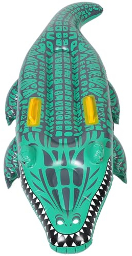TOYANDONA Aufblasbare Schwimmmatte in Alligator Form aus PVC mit Schnellem Aufblasventil und Faltbarem Design für Pool und Wasserspaß für Erwachsene und Kinder