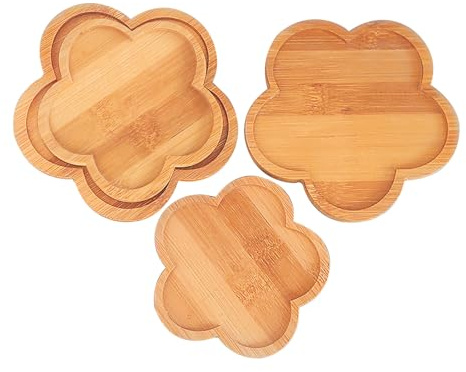 Mosaic Bamboo Coasters, DIY Base Trays, Blank Coaster for DIY Crafts (2 Large + 2 Small, Flower Shape)