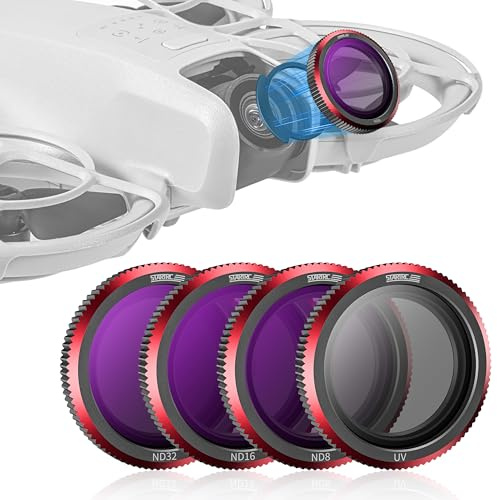 STARTRC ND & UV Filter Set, 4 Pack ND8 ND16 ND32 UV Filter Kompatibel für DJI Neo Drone Zubehör, Neutral Density Kamera Objektiv ND Filter, Ultra Slim Aluminium Rahmen