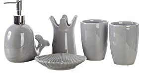 Seifenspender Seifenspender im europäischen Stil for Badezimmer, fünfteiliges niedliches Tierwal-Lotionspender-Set, Keramik-Badezimmer-Accessoires Deko