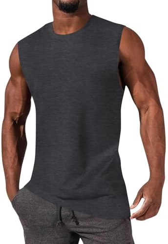 iudam Tank Top Herren Baumwolle Ärmelloser Shirts Muskelshirts Gym Sport Unterhemd T Shirts Männer Fitness Tops Trägershirts Tee Top für Men,Dunkelgrau(004),M