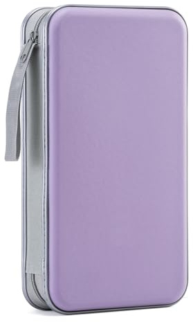 LIOVODE étui DVD, Porte-CD d'une capacité de 96, étui de Rangement multimédia Collection de disques Portefeuille de Protection pour la Maison et la Voiture (capacité 96, Lavande 96)
